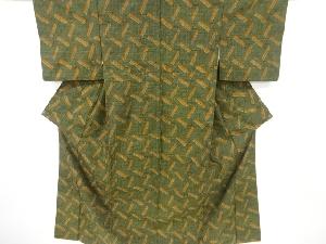 リサイクル　抽象模様織り出し手織り真綿紬着物